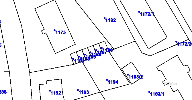 Parcela st. 1187 v KÚ Vrbno pod Pradědem, Katastrální mapa