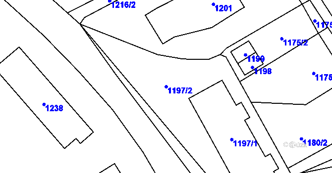 Parcela st. 1197/2 v KÚ Vrbno pod Pradědem, Katastrální mapa