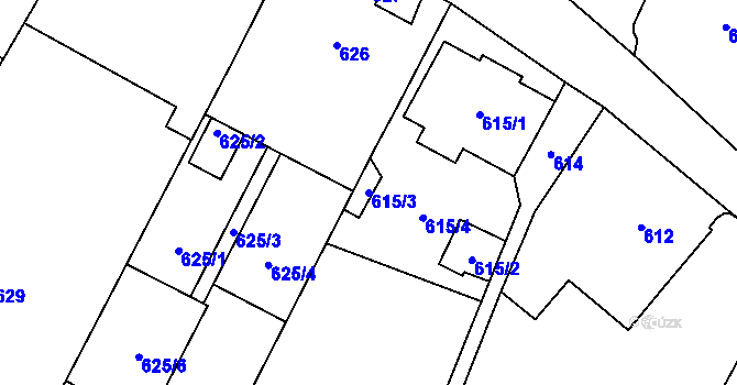 Parcela st. 615/3 v KÚ Vrbno pod Pradědem, Katastrální mapa