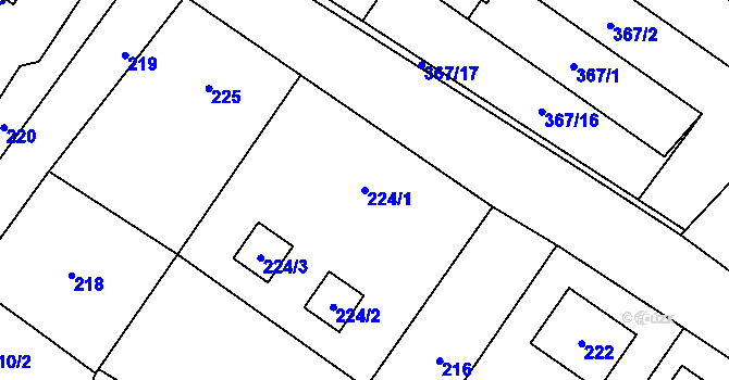 Parcela st. 224/1 v KÚ Vrbno pod Pradědem, Katastrální mapa