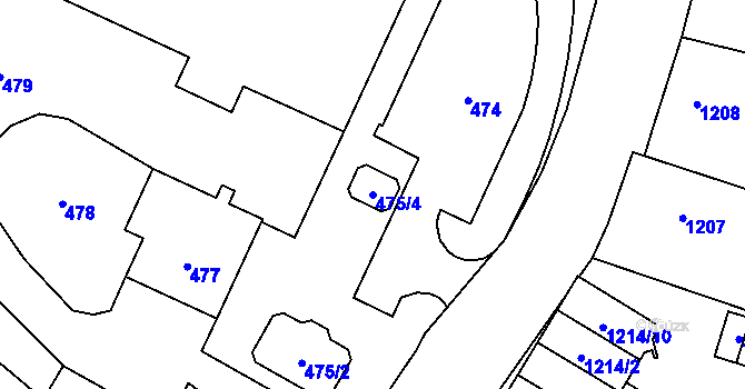 Parcela st. 475/4 v KÚ Vrbno pod Pradědem, Katastrální mapa
