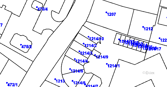 Parcela st. 1214/2 v KÚ Vrbno pod Pradědem, Katastrální mapa