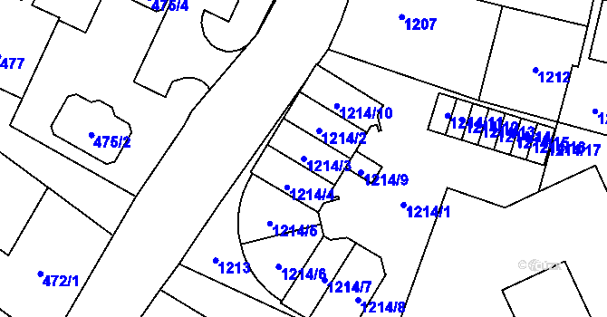 Parcela st. 1214/3 v KÚ Vrbno pod Pradědem, Katastrální mapa