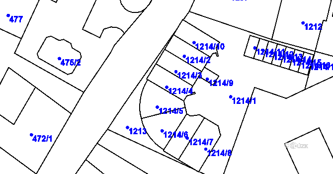 Parcela st. 1214/4 v KÚ Vrbno pod Pradědem, Katastrální mapa