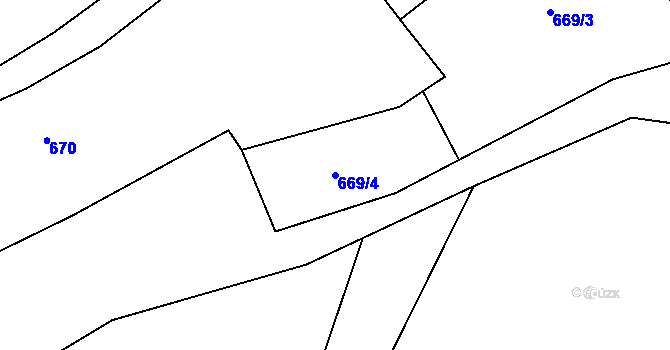 Parcela st. 669/4 v KÚ Vrbno pod Pradědem, Katastrální mapa