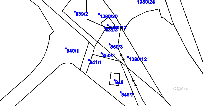 Parcela st. 850/2 v KÚ Vrbno pod Pradědem, Katastrální mapa