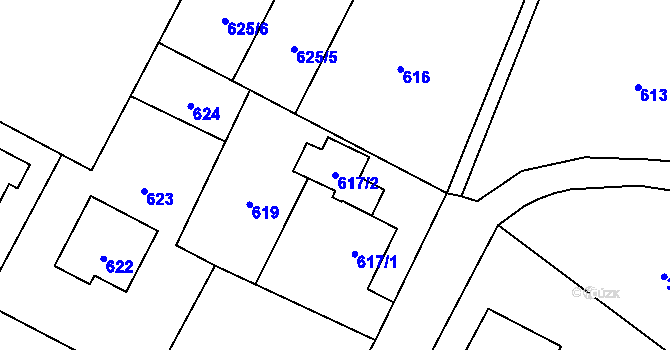 Parcela st. 617/2 v KÚ Vrbno pod Pradědem, Katastrální mapa