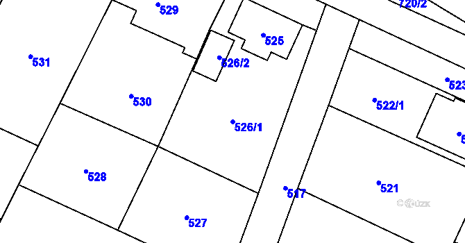 Parcela st. 526/1 v KÚ Vrbno pod Pradědem, Katastrální mapa