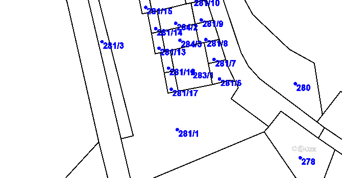 Parcela st. 281/17 v KÚ Vrbno pod Pradědem, Katastrální mapa