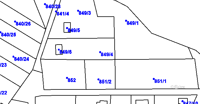 Parcela st. 849/4 v KÚ Vrbno pod Pradědem, Katastrální mapa