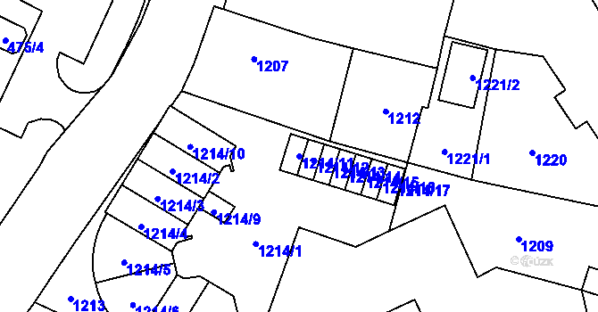 Parcela st. 1214/11 v KÚ Vrbno pod Pradědem, Katastrální mapa