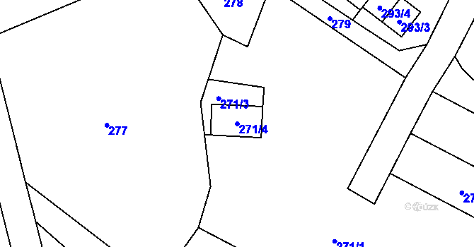 Parcela st. 271/4 v KÚ Vrbno pod Pradědem, Katastrální mapa