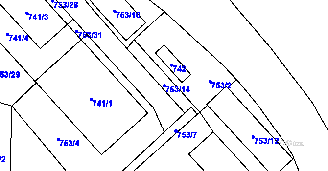 Parcela st. 753/14 v KÚ Vrbno pod Pradědem, Katastrální mapa