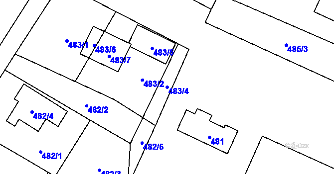Parcela st. 483/4 v KÚ Vrbno pod Pradědem, Katastrální mapa