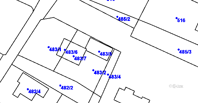 Parcela st. 483/5 v KÚ Vrbno pod Pradědem, Katastrální mapa