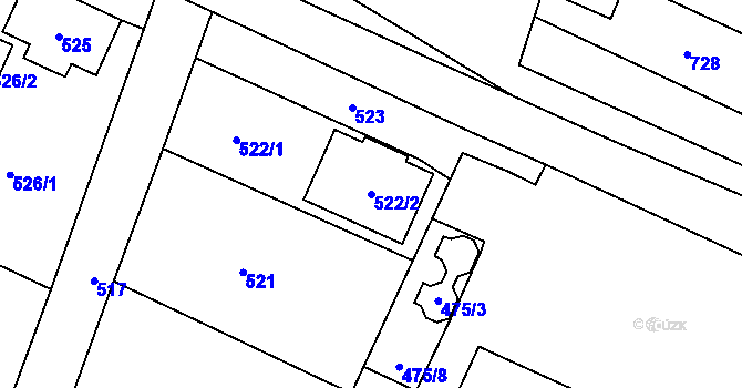 Parcela st. 522/2 v KÚ Vrbno pod Pradědem, Katastrální mapa