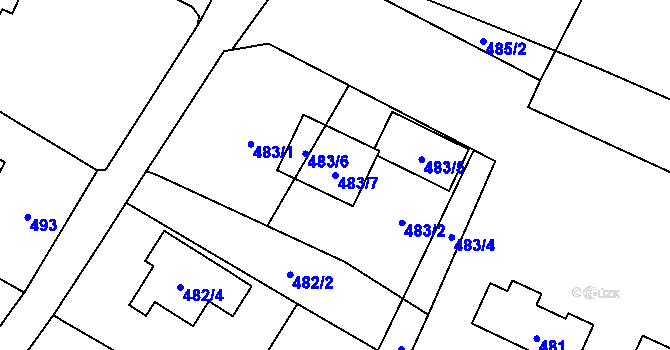 Parcela st. 483/7 v KÚ Vrbno pod Pradědem, Katastrální mapa