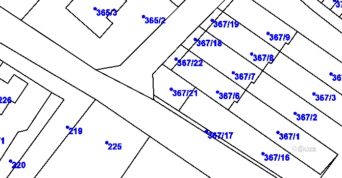 Parcela st. 367/21 v KÚ Vrbno pod Pradědem, Katastrální mapa