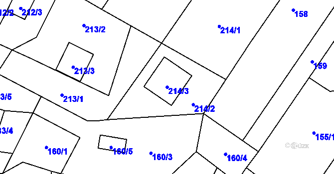 Parcela st. 214/3 v KÚ Vrbno pod Pradědem, Katastrální mapa