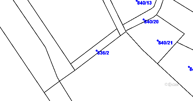 Parcela st. 836/2 v KÚ Vrbno pod Pradědem, Katastrální mapa