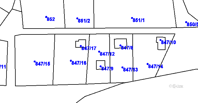 Parcela st. 847/12 v KÚ Vrbno pod Pradědem, Katastrální mapa