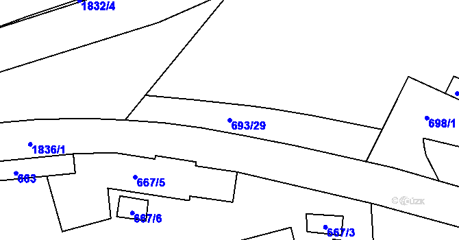 Parcela st. 693/29 v KÚ Vrbno pod Pradědem, Katastrální mapa