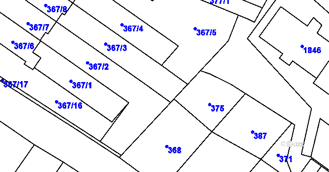 Parcela st. 367/14 v KÚ Vrbno pod Pradědem, Katastrální mapa