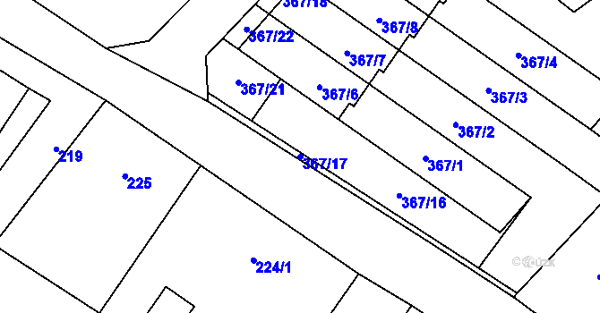 Parcela st. 367/17 v KÚ Vrbno pod Pradědem, Katastrální mapa