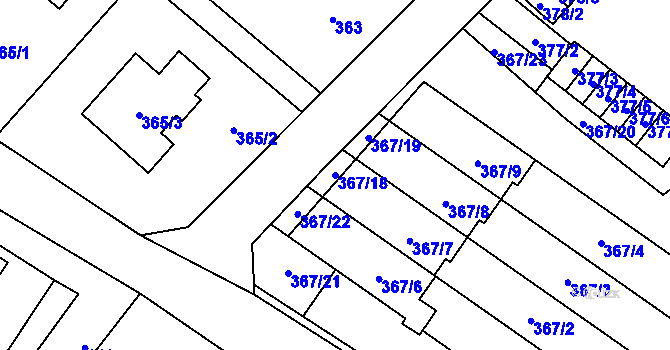 Parcela st. 367/18 v KÚ Vrbno pod Pradědem, Katastrální mapa