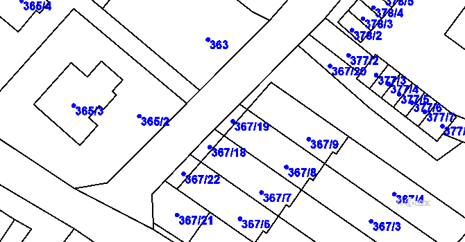 Parcela st. 367/19 v KÚ Vrbno pod Pradědem, Katastrální mapa
