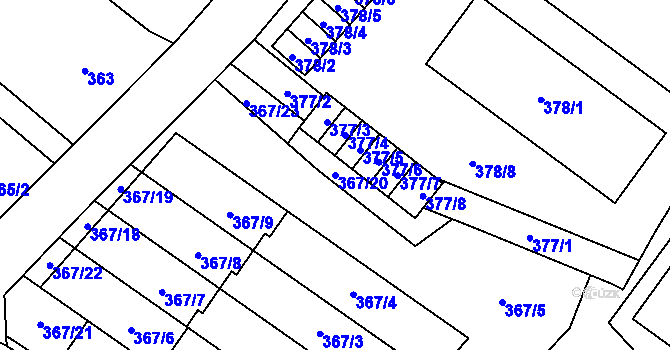 Parcela st. 367/20 v KÚ Vrbno pod Pradědem, Katastrální mapa