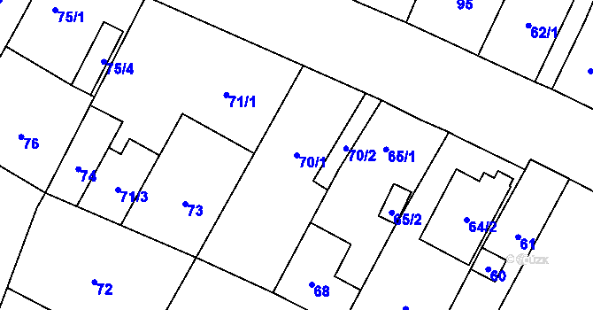Parcela st. 70/1 v KÚ Vrbno pod Pradědem, Katastrální mapa