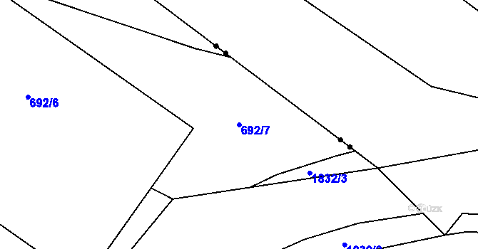 Parcela st. 692/7 v KÚ Vrbno pod Pradědem, Katastrální mapa