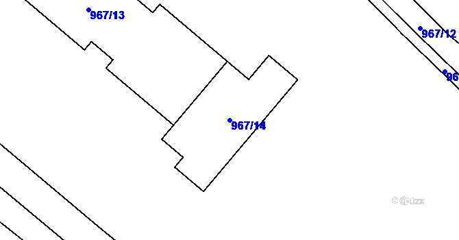 Parcela st. 967/14 v KÚ Vrbno pod Pradědem, Katastrální mapa