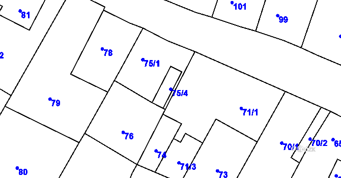 Parcela st. 75/4 v KÚ Vrbno pod Pradědem, Katastrální mapa