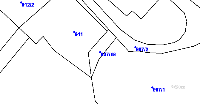 Parcela st. 907/18 v KÚ Vrbno pod Pradědem, Katastrální mapa