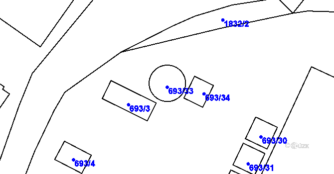 Parcela st. 693/33 v KÚ Vrbno pod Pradědem, Katastrální mapa