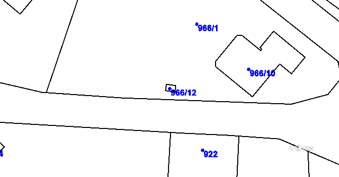 Parcela st. 966/12 v KÚ Vrbno pod Pradědem, Katastrální mapa