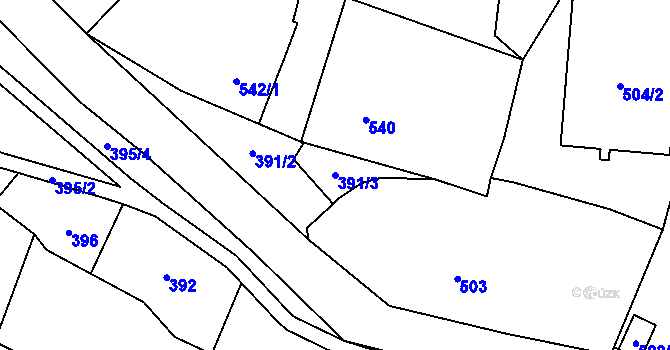 Parcela st. 391/3 v KÚ Vrbno pod Pradědem, Katastrální mapa