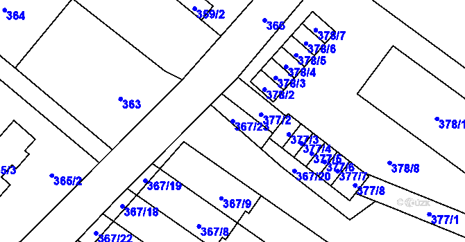 Parcela st. 367/23 v KÚ Vrbno pod Pradědem, Katastrální mapa