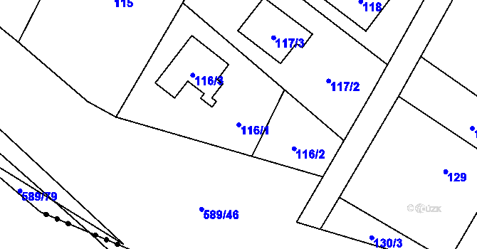 Parcela st. 116/1 v KÚ Železná pod Pradědem, Katastrální mapa
