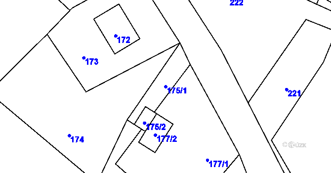 Parcela st. 175/1 v KÚ Železná pod Pradědem, Katastrální mapa