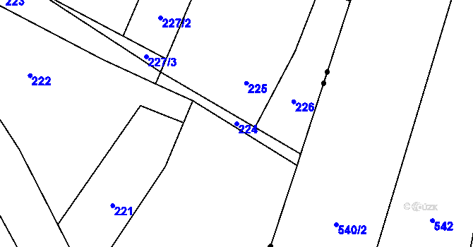 Parcela st. 224 v KÚ Železná pod Pradědem, Katastrální mapa