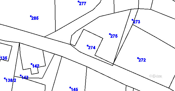 Parcela st. 274 v KÚ Železná pod Pradědem, Katastrální mapa