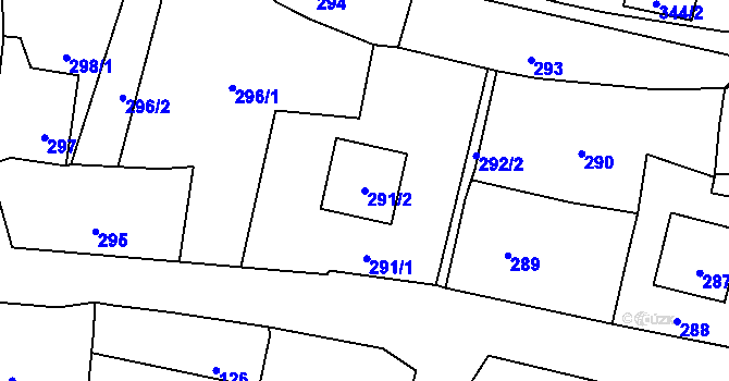 Parcela st. 291/2 v KÚ Železná pod Pradědem, Katastrální mapa