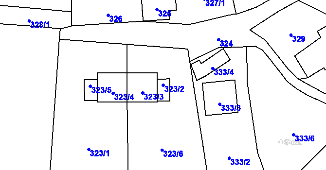 Parcela st. 323/2 v KÚ Železná pod Pradědem, Katastrální mapa