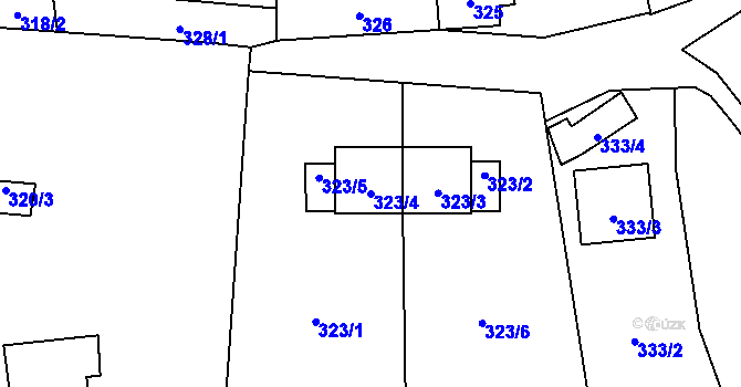 Parcela st. 323/4 v KÚ Železná pod Pradědem, Katastrální mapa