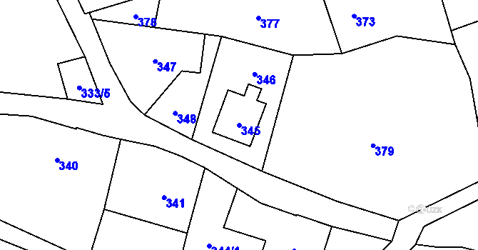 Parcela st. 345 v KÚ Železná pod Pradědem, Katastrální mapa
