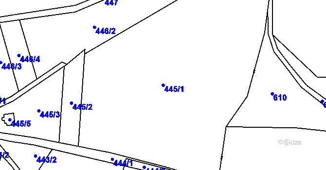Parcela st. 445/1 v KÚ Železná pod Pradědem, Katastrální mapa