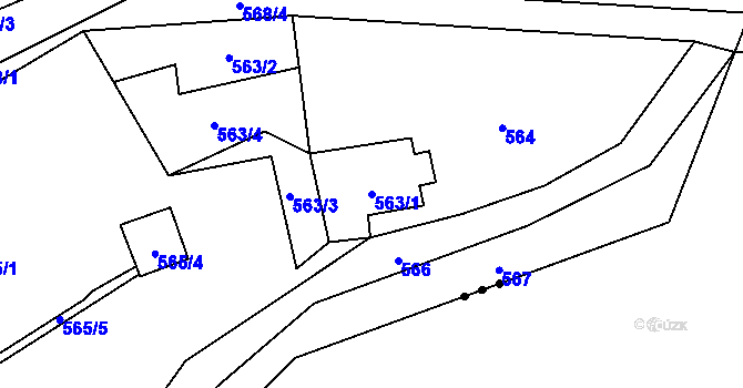Parcela st. 563/1 v KÚ Železná pod Pradědem, Katastrální mapa
